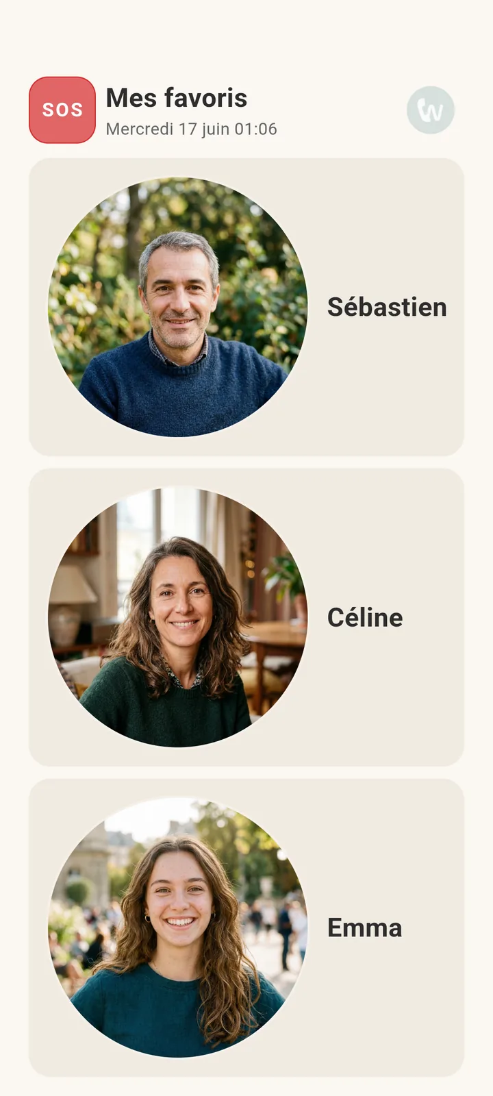 Accueil simplifié : trois grands favoris